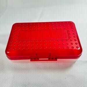 Spacemaker Red Frosted Pencil Box Plastic Storage Case Vtg 90s USA
